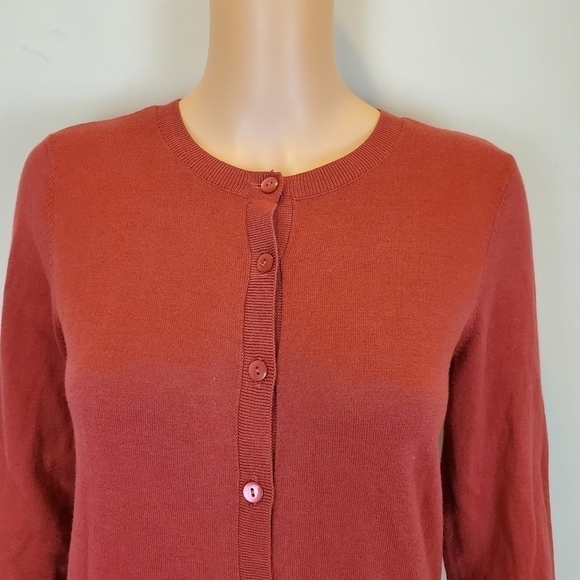 Loft outlet rust color long sleeve button down cardigan sweater - Picture 5 of 9